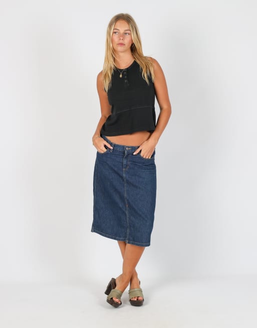 Vintage PHARD S denim midi skirt in blue