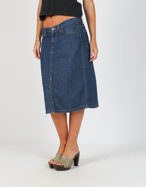 Vintage PHARD S denim midi skirt in blue, 2 of 4