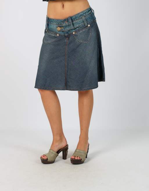 Vintage PHARD S denim midi skirt in blue, 2 of 4