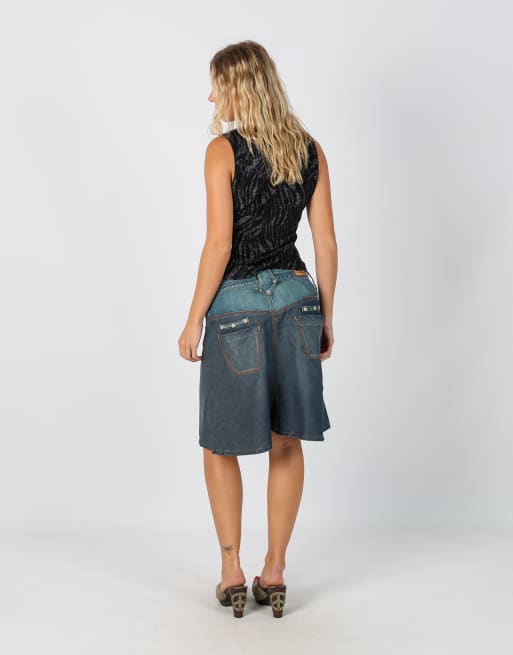 Vintage PHARD S denim midi skirt in blue, 3 of 4
