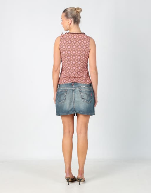Vintage PHARD S denim mini skirt in blue, 3 of 4