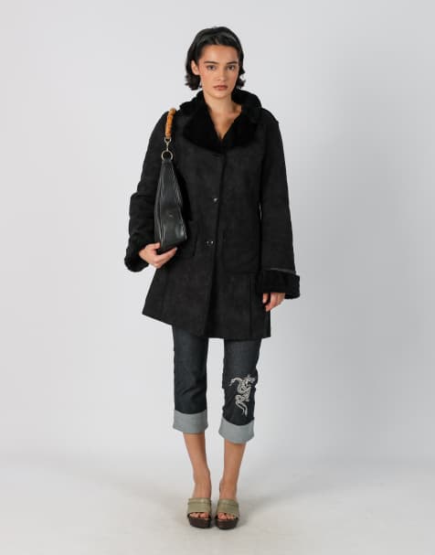Vintage PHARD S shearling coat in black - view 1