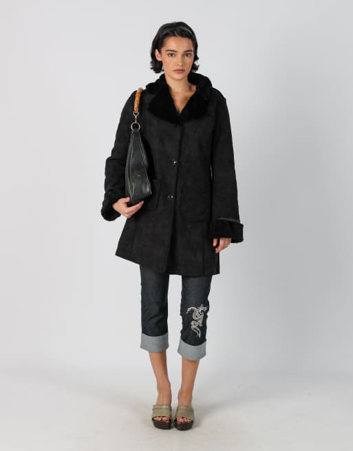 Vintage PHARD S shearling coat in black, 1 of 4