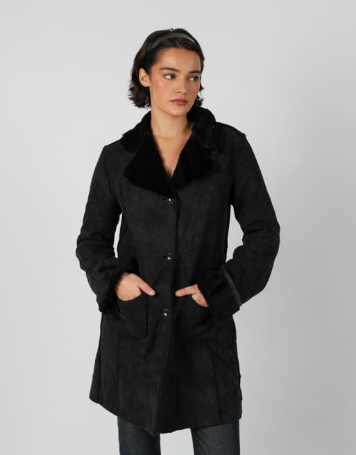 Vintage PHARD S shearling coat in black, 4 of 4