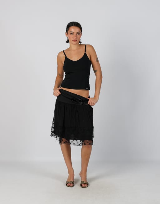 Vintage PHARD S woven midi skirt in black, 1 of 4