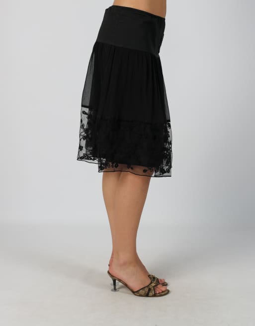 Vintage PHARD S woven midi skirt in black, 2 of 4