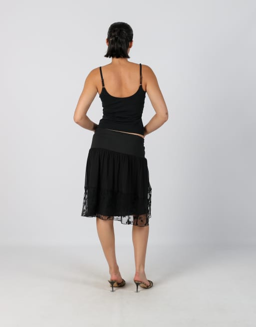 Vintage PHARD S woven midi skirt in black, 3 of 4