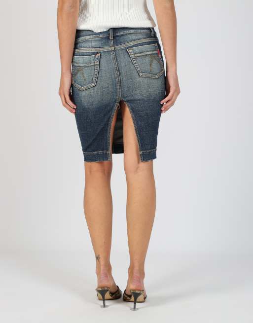 Vintage PHARD XS denim midi skirt in blue, 2 of 4