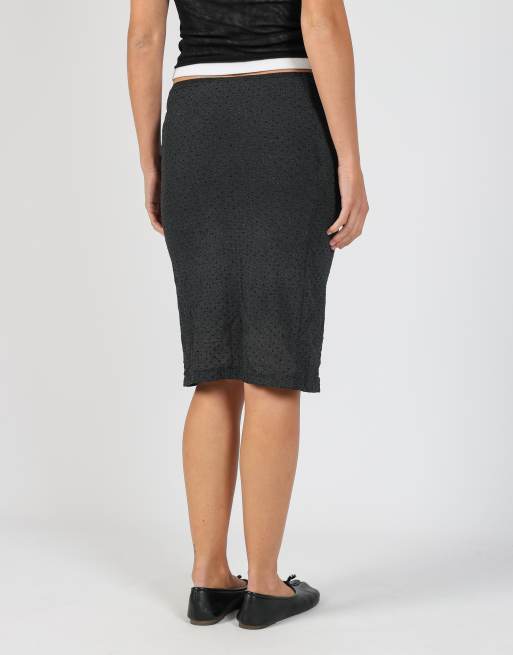 Vintage PHARD XS woven midi skirt in black, 2 of 4