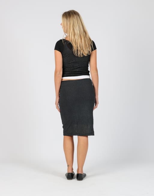 Vintage PHARD XS woven midi skirt in black, 3 of 4