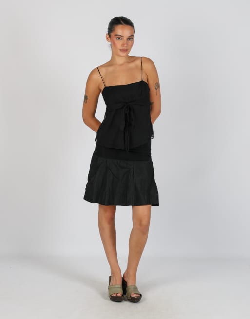 Vintage PHARD XS woven midi skirt in black, 1 of 4