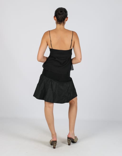 Vintage PHARD XS woven midi skirt in black, 3 of 4