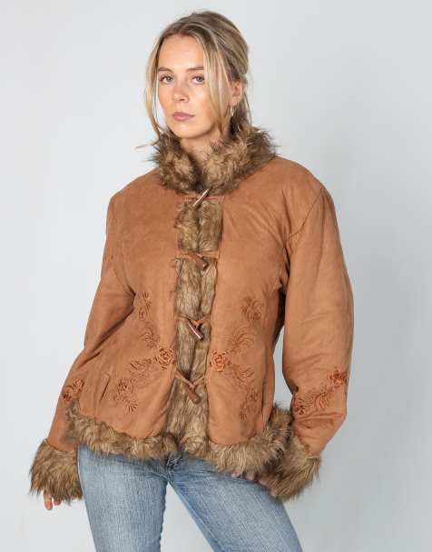 Vintage Phildar M afghan coat in brown - view 1