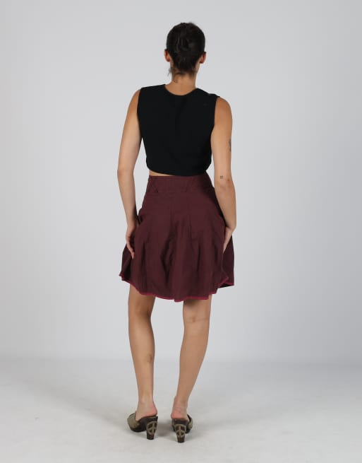 Vintage PianuraStudio M woven mini skirt in burgundy red