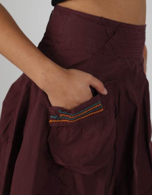 Vintage PianuraStudio M woven mini skirt in burgundy red, 2 of 4