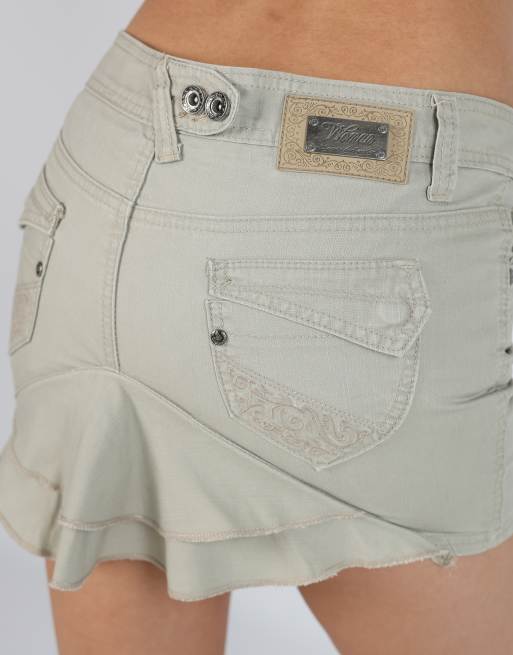 Vintage Piaza Italia S denim mini skirt in beige, 4 of 4