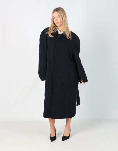 Vintage Pierre Cardin L long coat in navy blue - view 1