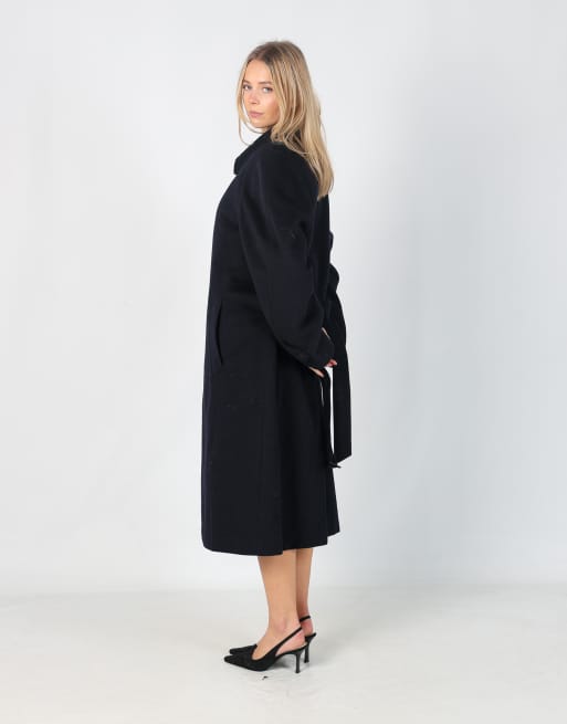 Vintage Pierre Cardin L long coat in navy blue, 3 of 4