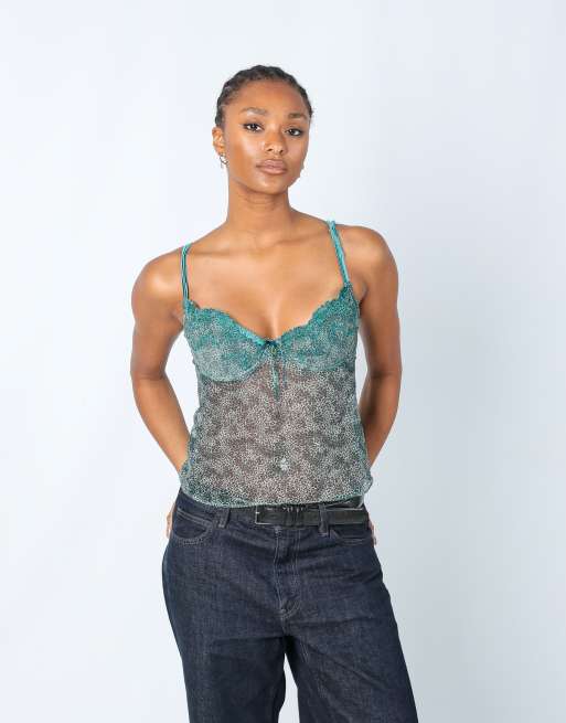 Vintage Pierre Cardin S cami in turquoise