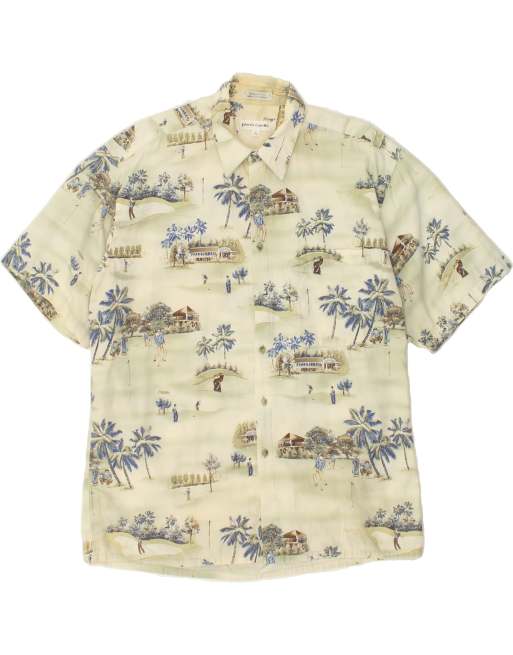 Vintage Pierre Cardin Size L Floral Short Sleeve Shirt in Green