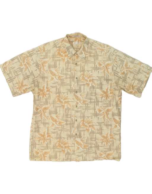 Vintage Pierre Cardin Size XL Floral Short Sleeve Shirt in Beige