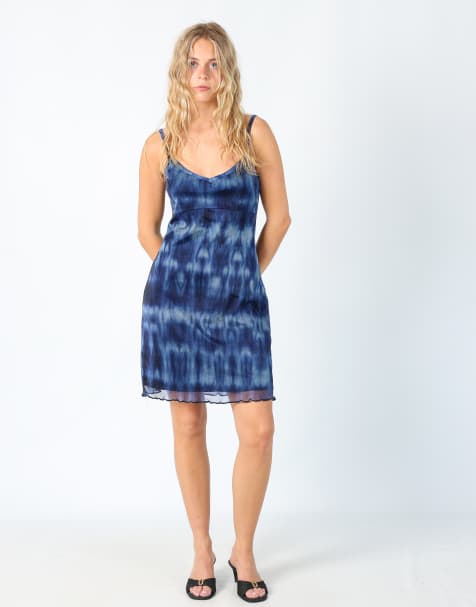 Vintage Pimkie 8 woven midi dress in blue - view 1