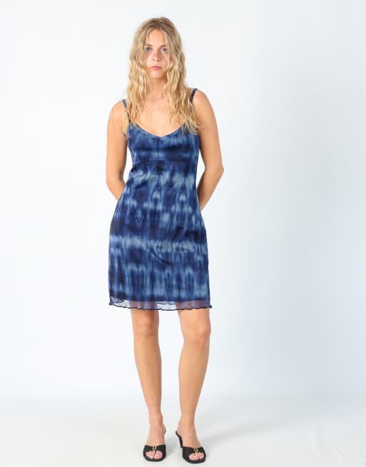 Vintage Pimkie 8 woven midi dress in blue