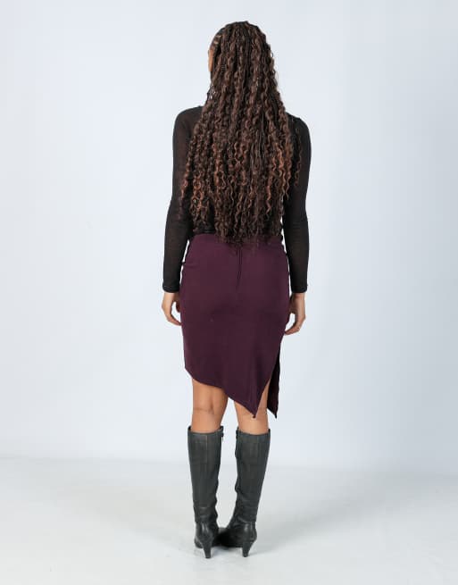 Vintage Pimkie 8 woven midi skirt in purple, 3 of 4