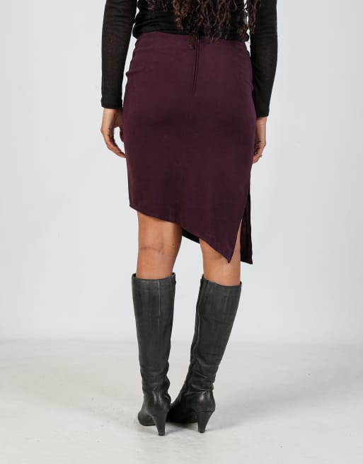 Vintage Pimkie 8 woven midi skirt in purple, 4 of 4