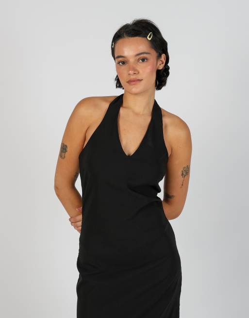 Vintage Pimkie S woven midi dress in black, 2 of 4