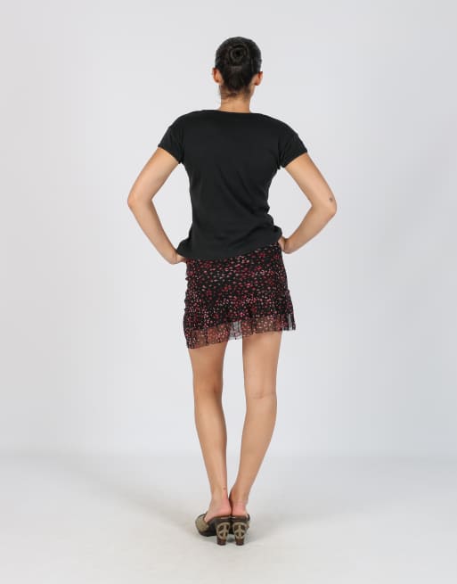 Vintage Pimkie S woven mini skirt in black, 3 of 4
