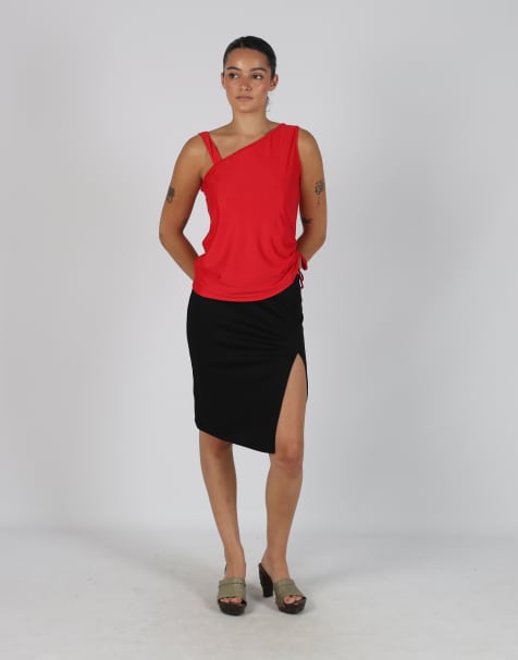 Vintage Pimkie XS woven midi skirt in black - view 1