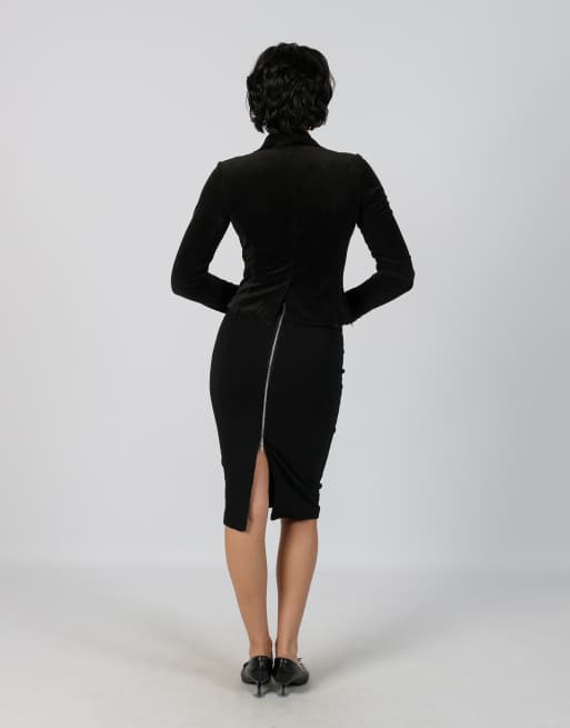 Vintage Pinko 4 woven midi skirt in black, 3 of 4