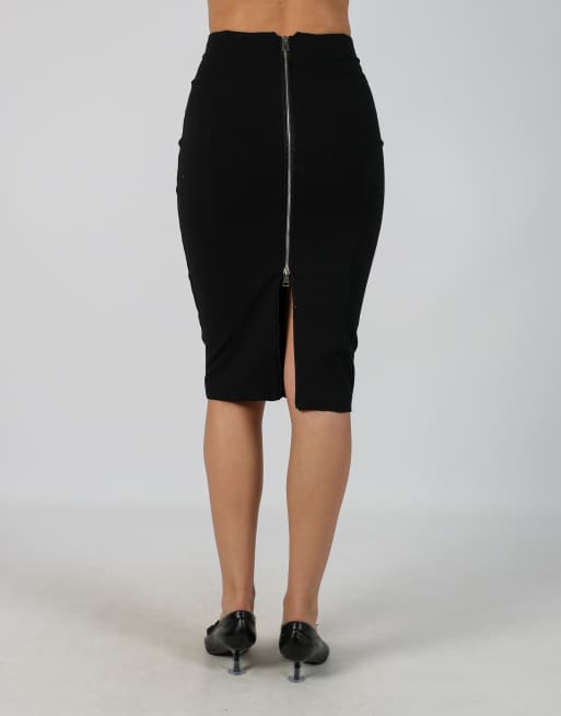Vintage Pinko 4 woven midi skirt in black, 4 of 4
