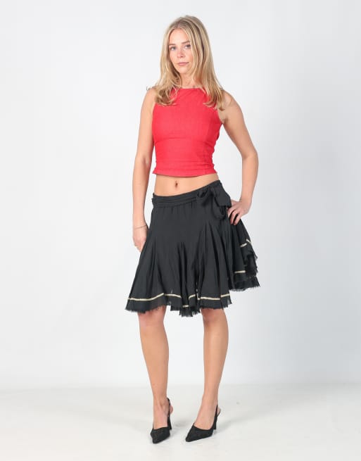 Vintage Pinko M woven mini skirt in black
