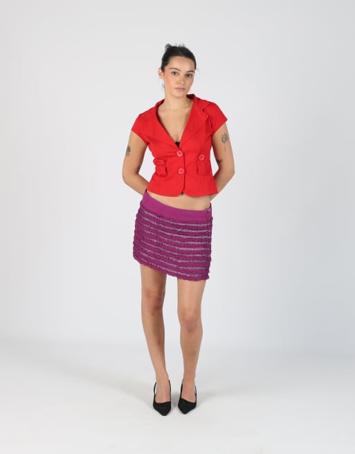 Vintage Pinko S woven mini skirt in purple