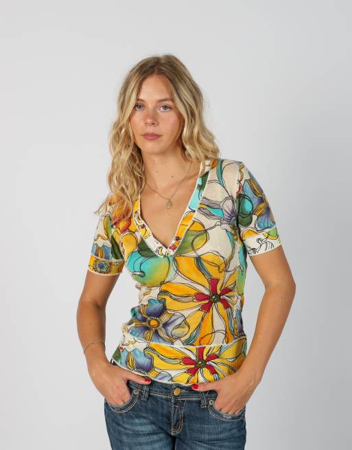 Vintage Pinko S woven top in yellow, 1 of 4
