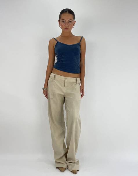 Vintage pinstripe suit trousers in beige - view 1