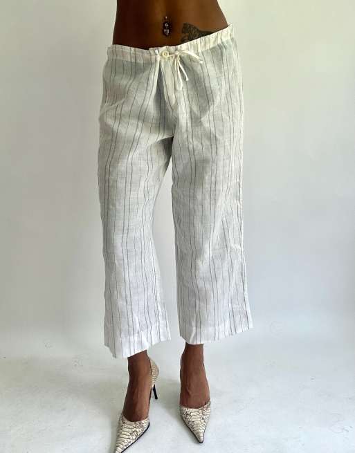 Vintage pinstripe trousers in white