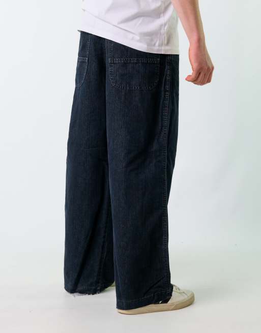 Vintage Pioneers  34x30 Denim Hip Hop Baggy Jeans Navy Blue