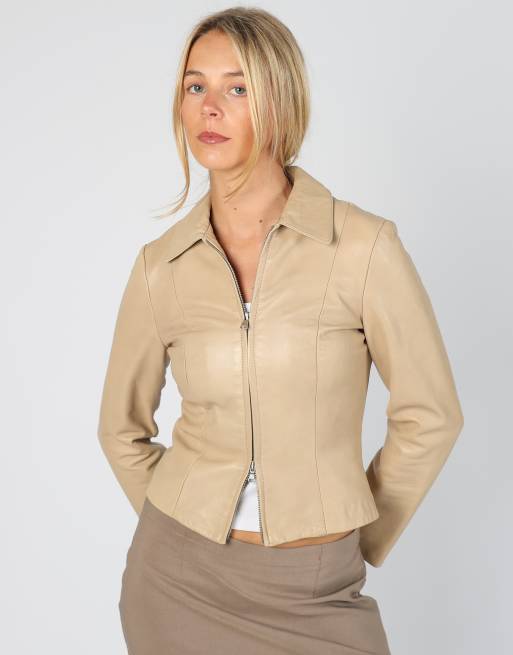 Vintage Piter XS leather jacket in beige