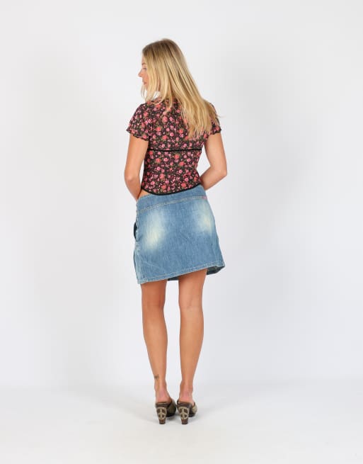 Vintage PitStop Jeans S denim mini skirt in light blue, 3 of 4