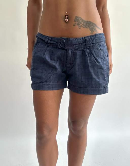 Vintage plaid mini shorts in blue