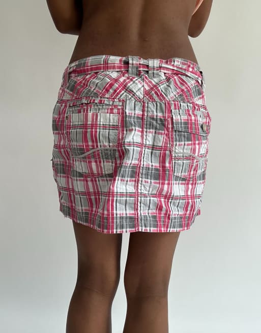 Vintage plaid mini skirt in pink, 2 of 4