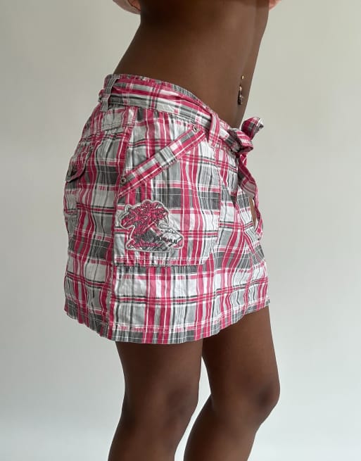 Vintage plaid mini skirt in pink, 3 of 4