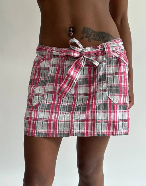 Vintage plaid mini skirt in pink, 4 of 4