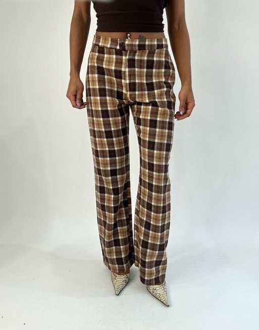 Vintage plaid trousers in brown