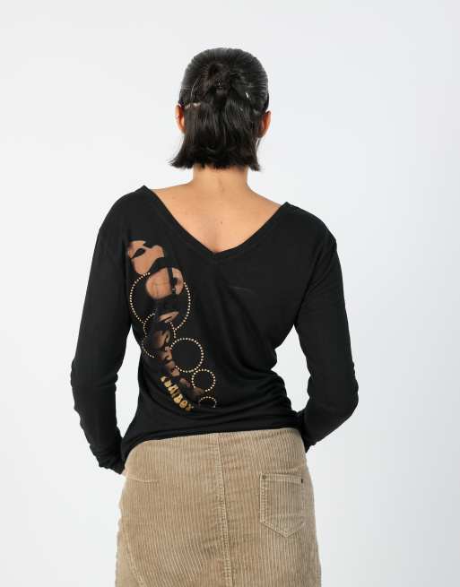 Vintage Playboy L long sleeve top in black, 2 of 4