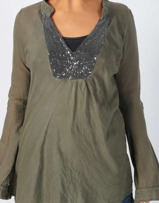 Vintage Please L long sleeve top in dark green, 4 of 4