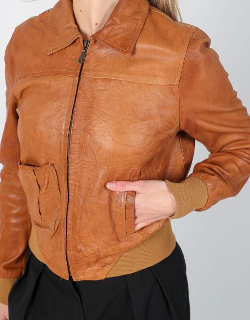 Vintage Please S leather jacket in brown, 4 of 4